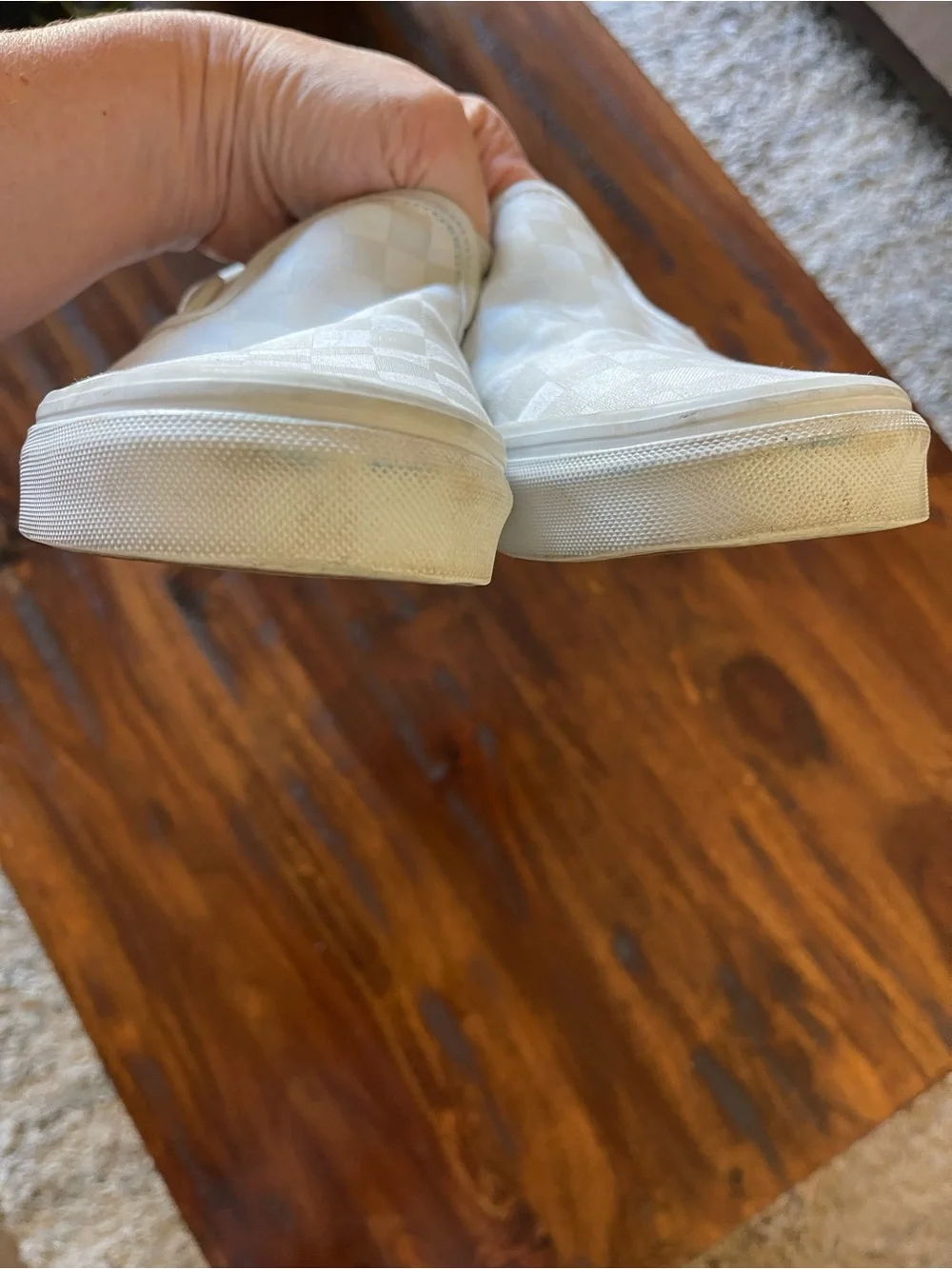 Vans White Slip-On Checkerboard Sneakers Unisex